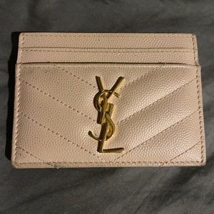 YSL Blush Card Holder with Gold